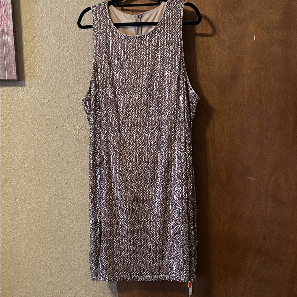 Cider Sleeveless Metallic Coffee/Gold Dress